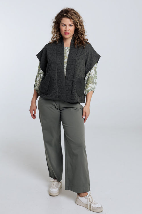 Veste kimono matelassée unie-Paprika-9