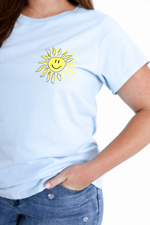 Effen katoenen T-shirt met zonnenprint-Paprika-5