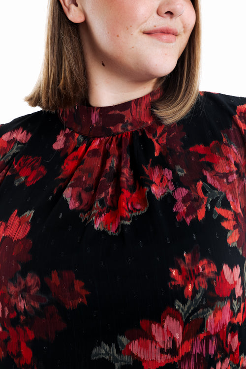 Blouse met print van wazige bloemen-Paprika-5