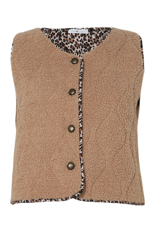 Gilet maille bouclette uni-Paprika-10