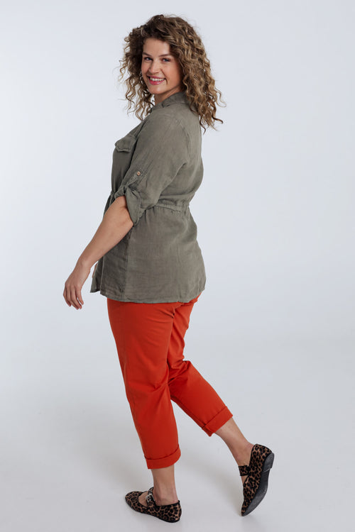 Effen linnen tuniek-Paprika-2