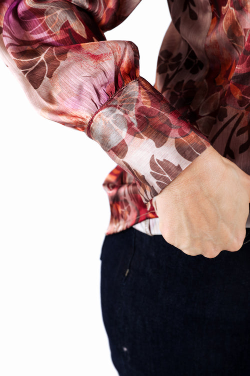 Overhemd met lavallière en wazige paisleyprint-Paprika-4