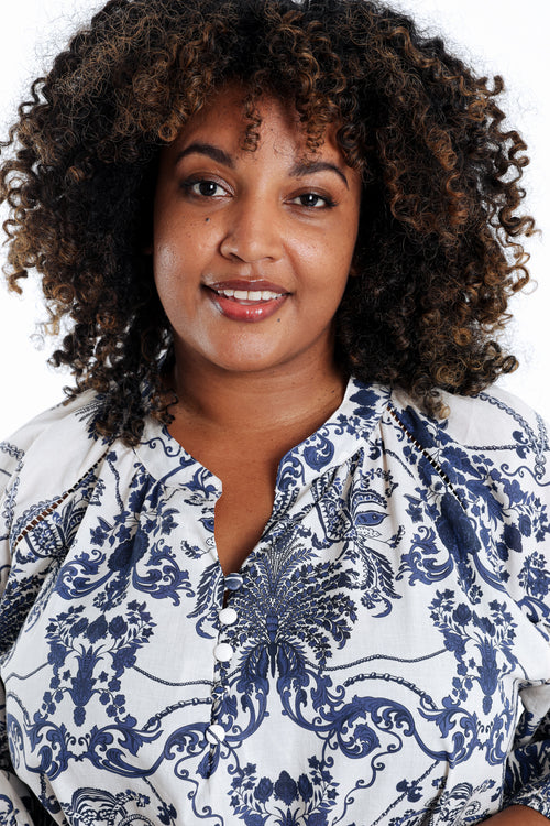 Blouse en coton imprimé floral-Paprika-3