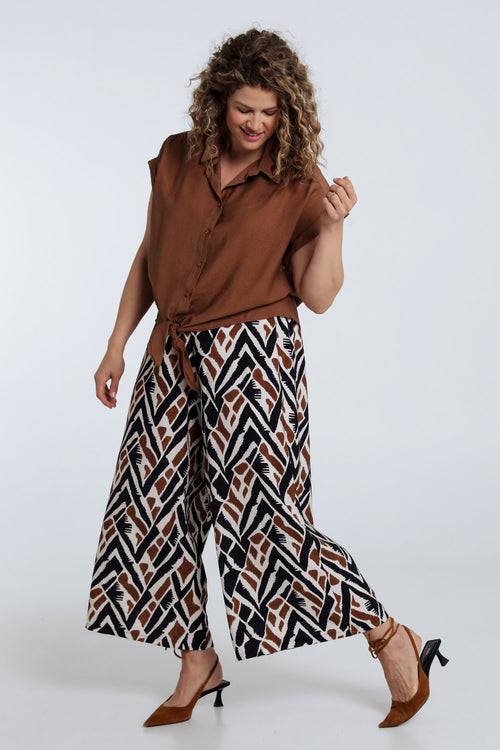 Chemisier noué en viscose uni-Paprika-9