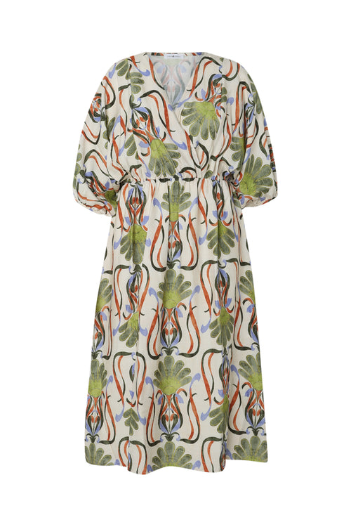 Lange jurk van viscose met bloemenprint-Paprika-10