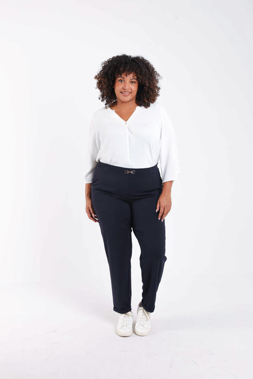 Pantalon uni détail bijoux-Paprika-6