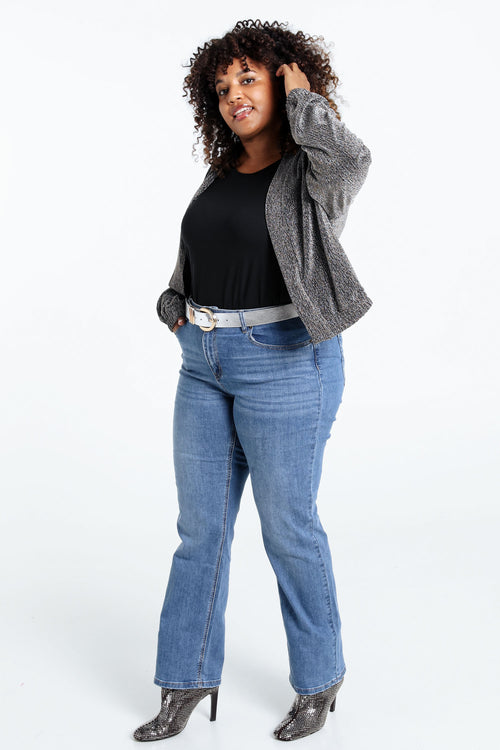 Korte, effen bomberjack met lurex-Paprika-8