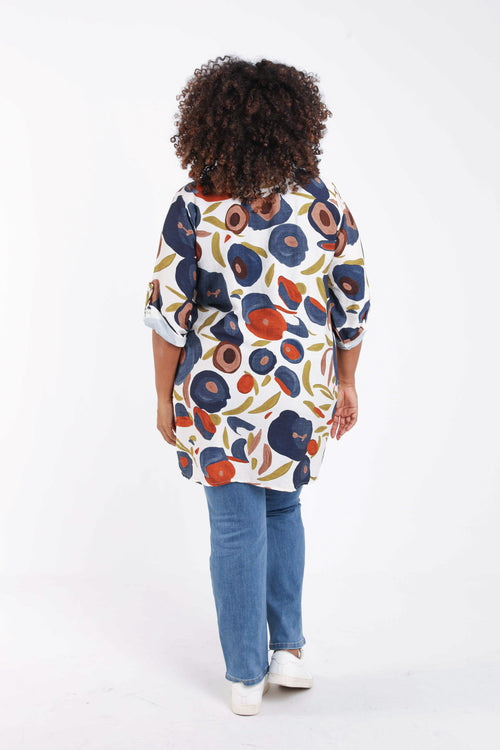 Chemise longue en viscose imprimé coquelicots-Paprika-2