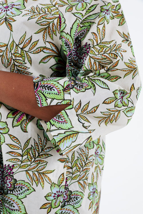 Blouse en coton avec imprimé floral-Paprika-5