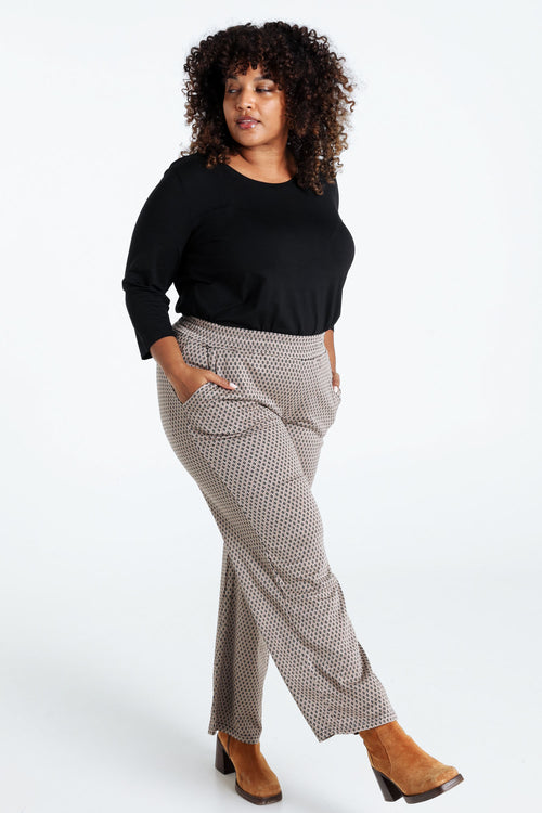 Broek in viscose met geometrisch jacquardmotief-Paprika-8