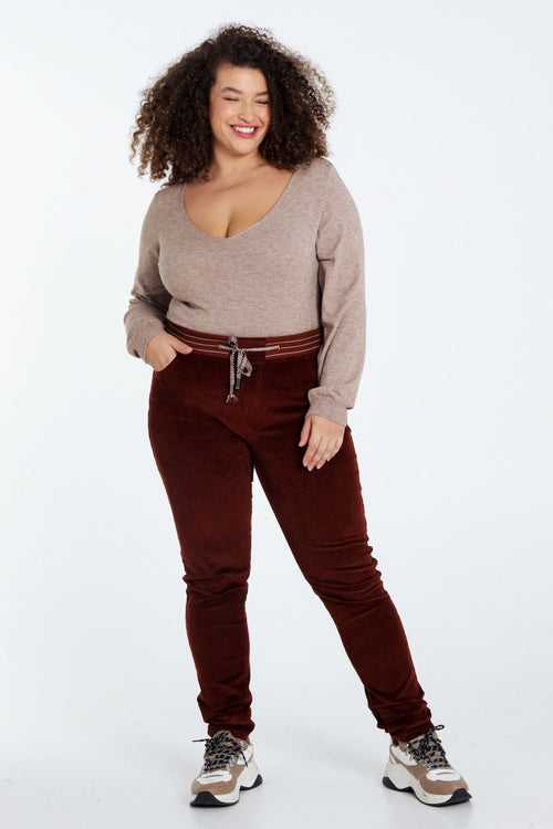 Jegging slim en velours-Paprika-8