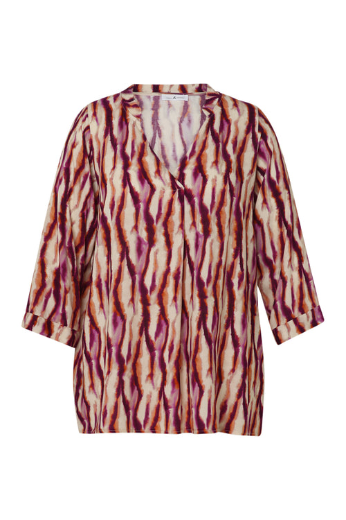 Blouse van viscose met tie-dye print-Paprika-10