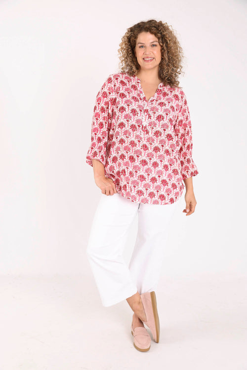 Blouse en viscose imprimé fleurs indiennes-Paprika-7