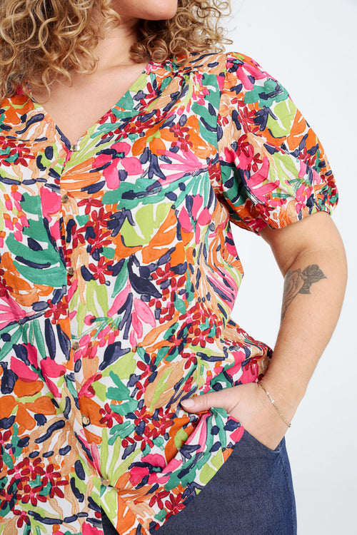 Blouse en coton imprimé floral-Paprika-6