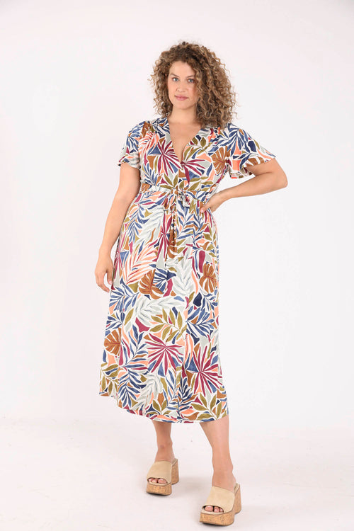 Jurk met bloemenprint en overslag-Paprika-6