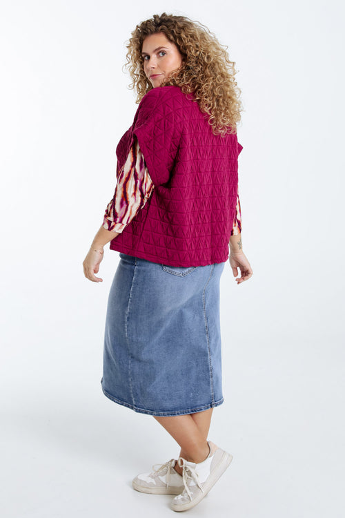 Veste kimono matelassée unie-Paprika-7