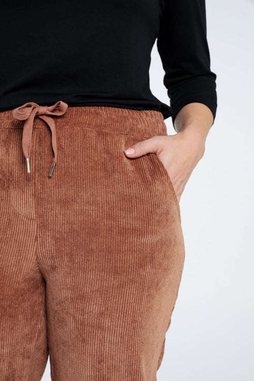 Pantalon chino uni en velours-Paprika-5