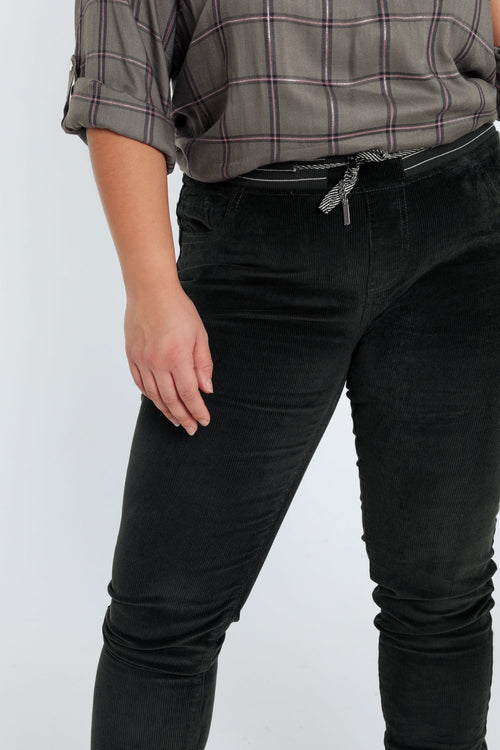 Jegging slim en velours-Paprika-7