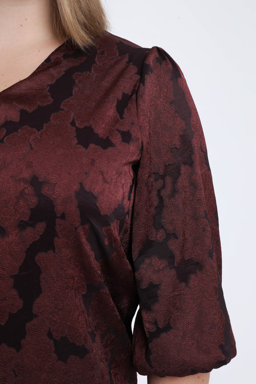 Blouse met kant effect en bloemenpatroon-Paprika-4