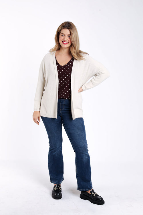 Cardigan long en viscose uni-Paprika-4