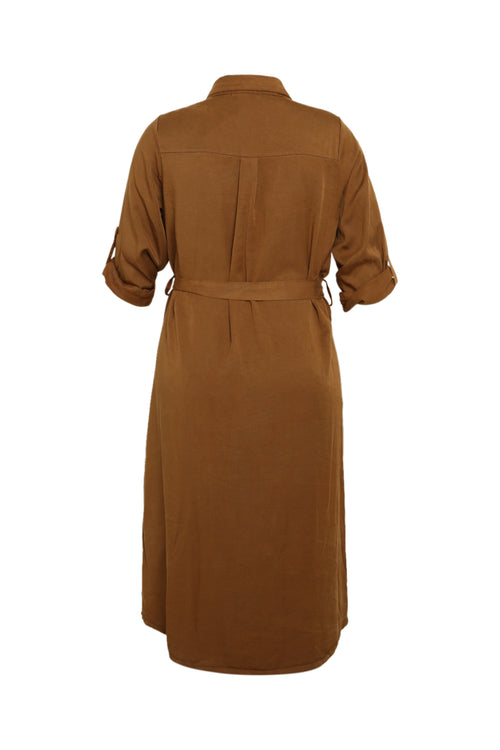 Halflange, effen tuniekjurk in tencel/linnen-Paprika-11