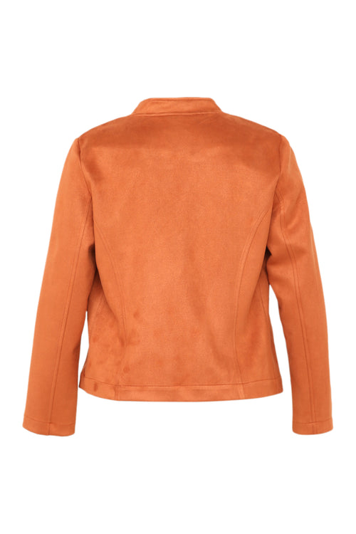 Kort, effen motorjasje met suède-effect-Paprika-10