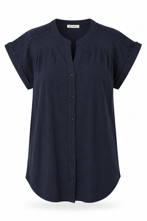 Top en coton uni-Paprika-3