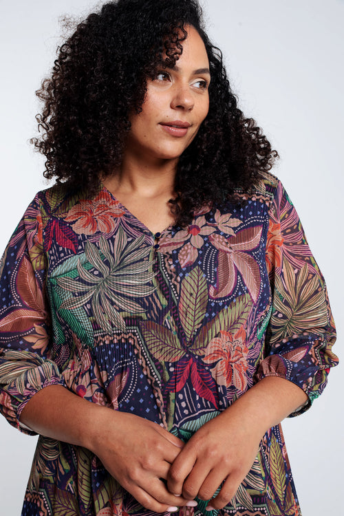 Robe en résille plissée-Paprika-3