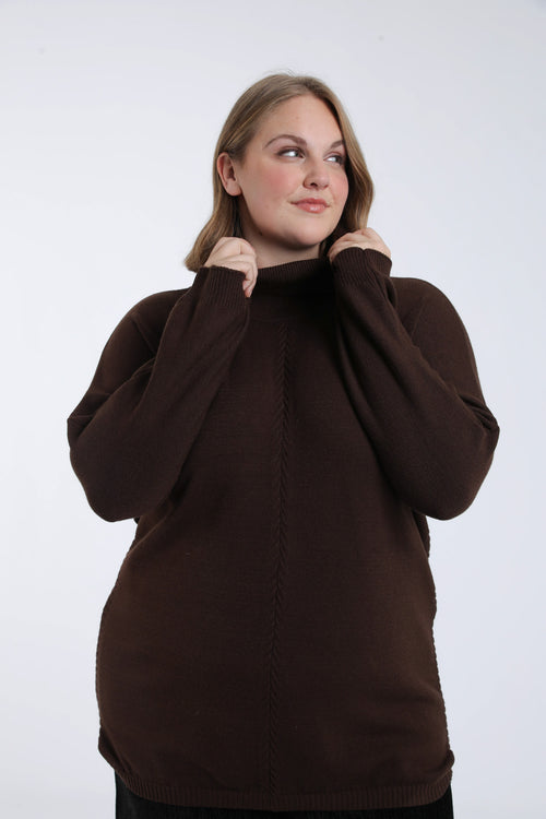 Pull tunique col roulé uni-Paprika-2