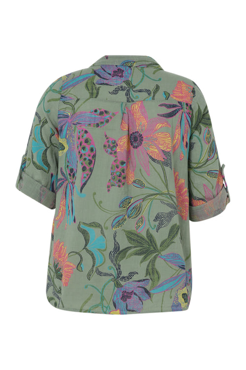 Blouse en gaze de coton imprimé floral-Paprika-11