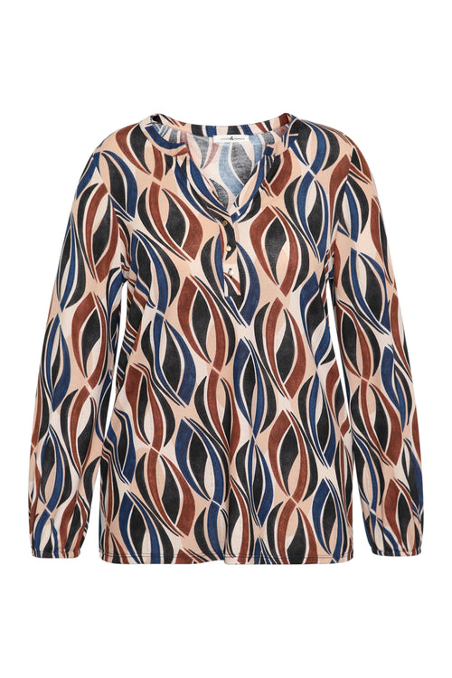 T-shirt van warme stof met grafische print-Paprika-1