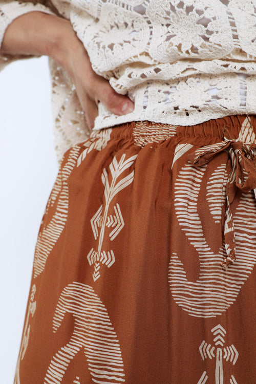 Langere jurk van bicolor etnisch bedrukt viscose-Paprika-3