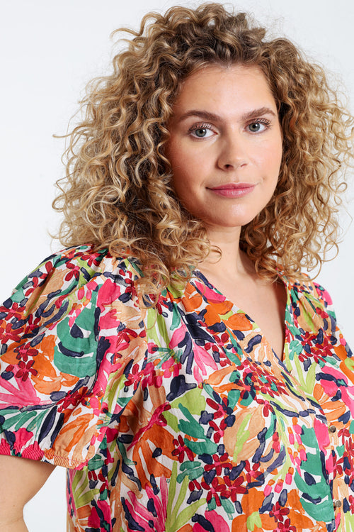 Blouse en coton imprimé floral-Paprika-5