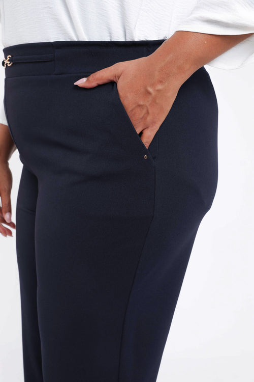 Pantalon uni détail bijoux-Paprika-4