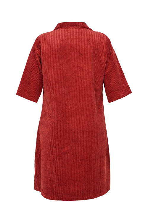 Robe courte unie en velours-Paprika-11