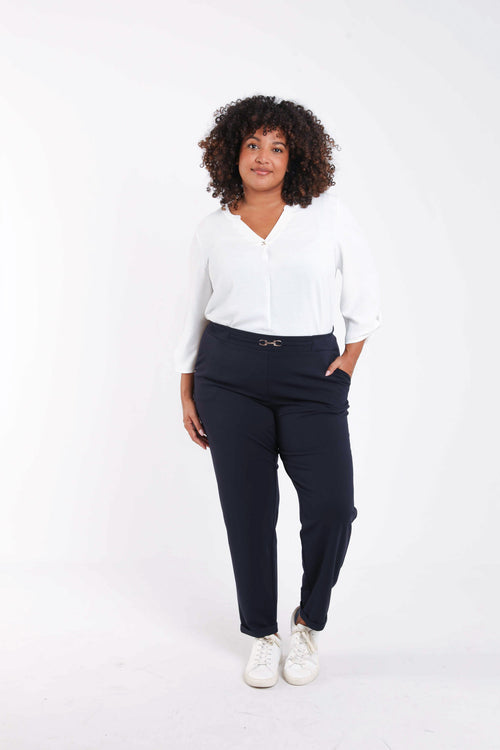 Pantalon uni détail bijoux-Paprika-7