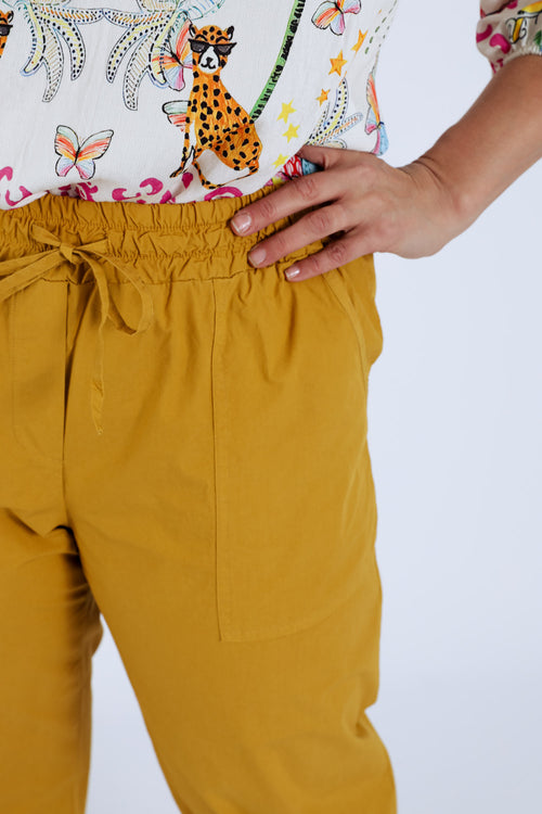 Pantalon boyfit en coton uni avec poches-Paprika-6