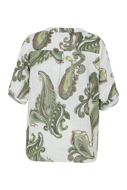 Blouse en gaze de coton imprimé cachemire-Paprika-11