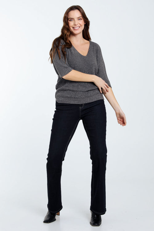 Pull uni avec lurex-Paprika-9