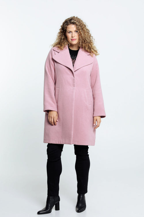 Lange, wollen jas met grote kraag en drukknopen-Paprika-6