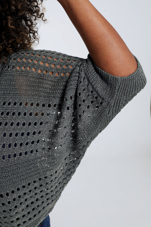 Pull filet rayé en viscose-Paprika-4