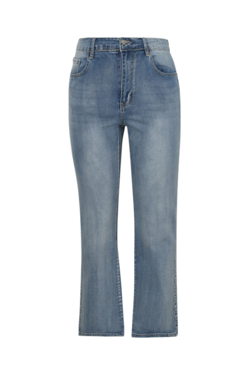 Slim fit jeans 7/8 Louise met borduursel detail-Paprika-7
