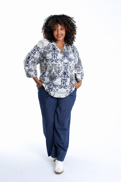 Blouse en coton imprimé floral-Paprika-9