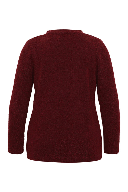 Effen bouclé gebreid gilet-Paprika-9