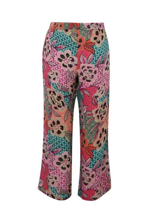 Pantacourt en viscose imprimé floral-Paprika-11
