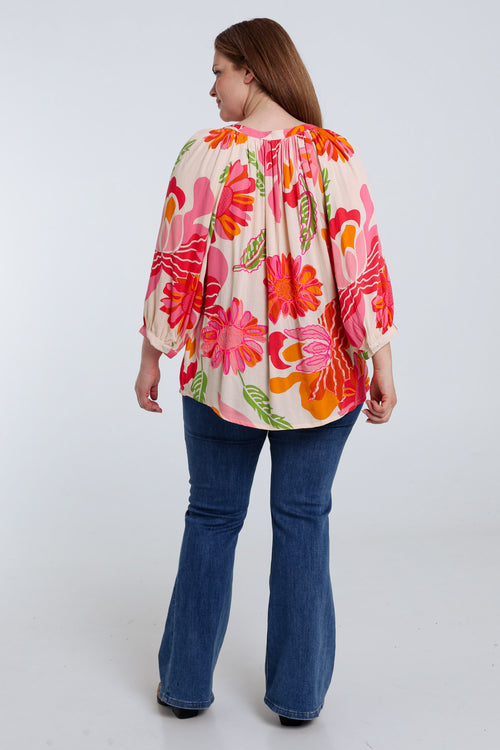 Blouse en viscose imprimé floral-Paprika-2