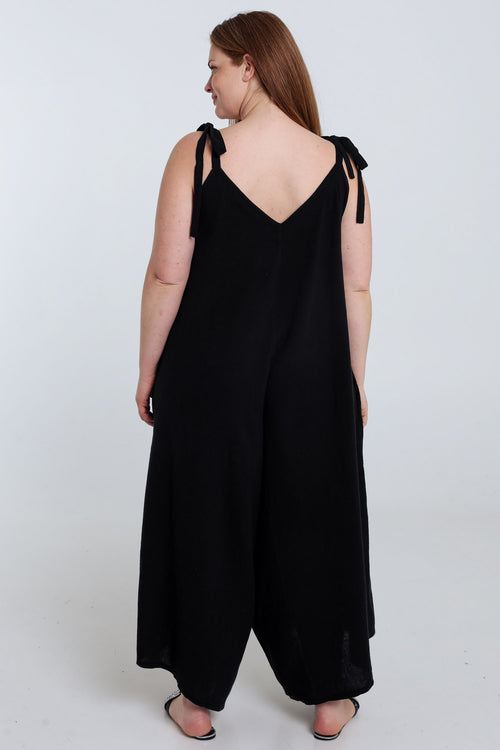 Combinaison en lin et viscose unie-Paprika-2
