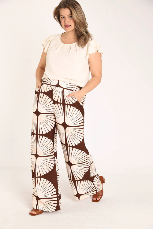 Pantalon en viscose imprimé graphique bicolore-Paprika-6