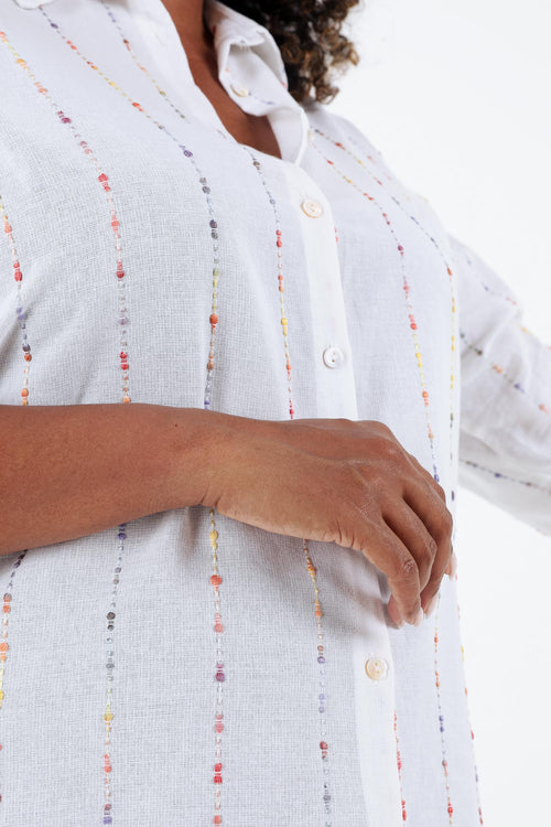 Chemise en gaze de coton rayures multicolores-Paprika-4