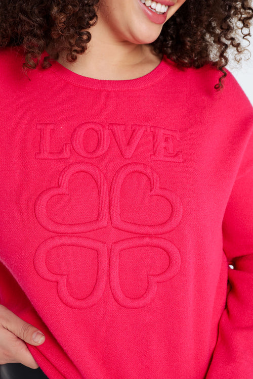 Effen trui in viscose met reliëfletters 